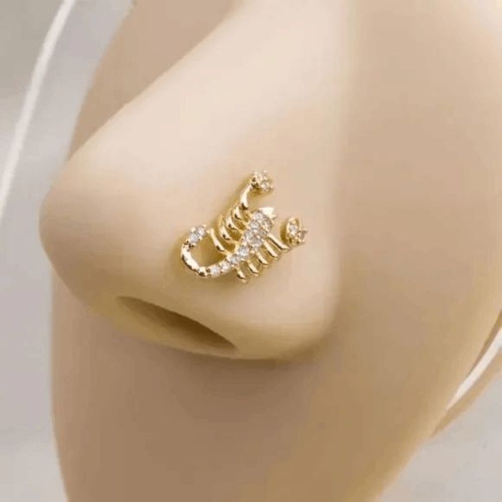 Scorpion Gold Plated Diamond Nose Ring